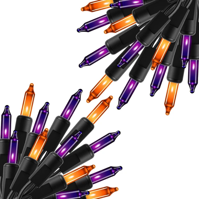 Main image of 2 Pack Orange & Purple Halloween Mini Lights, 10 Ft 50 Count String Lights