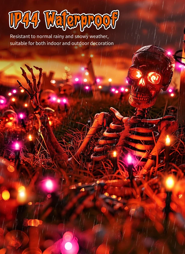 Alt view image 2 of 7 - 2 Pack Orange & Purple Halloween Mini Lights, 10 Ft 50 Count String Lights