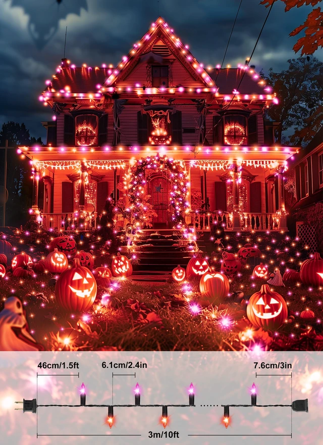 Alt view image 5 of 7 - 2 Pack Orange & Purple Halloween Mini Lights, 10 Ft 50 Count String Lights