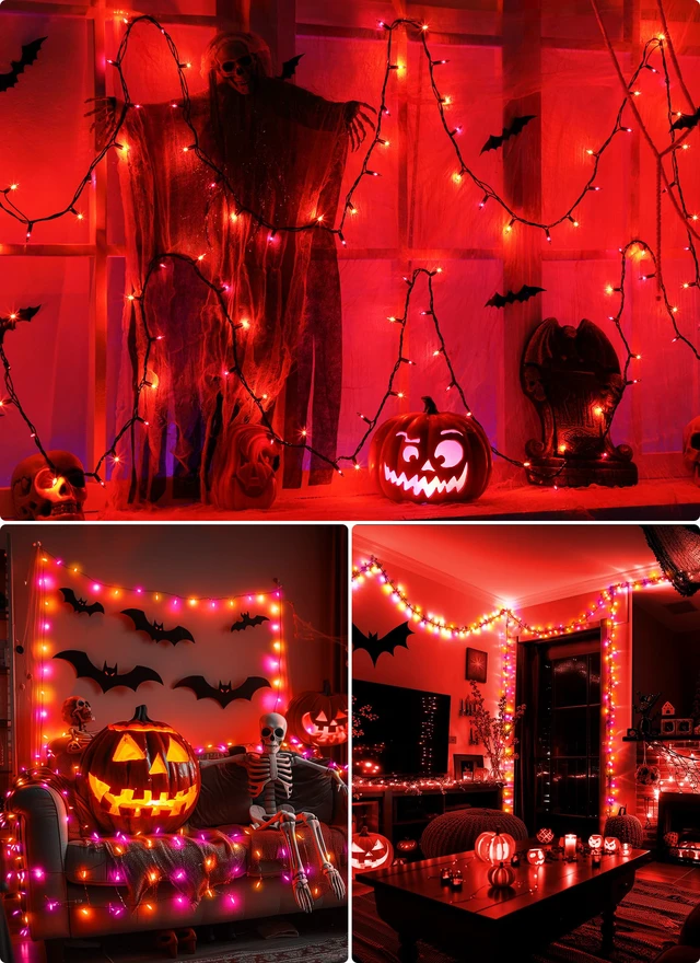 Alt view image 6 of 7 - 2 Pack Orange & Purple Halloween Mini Lights, 10 Ft 50 Count String Lights