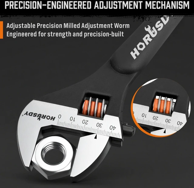 Alt view image 7 of 7 - 3-Piece Adjustable Spud Wrench Set, 10", 12", 16", CR-V Steel, SAE & Metric Scale, Black Oxide Finish, Heavy Duty Wrenches for Construction, Mechanical Repair, DIY and Outdoor Projects