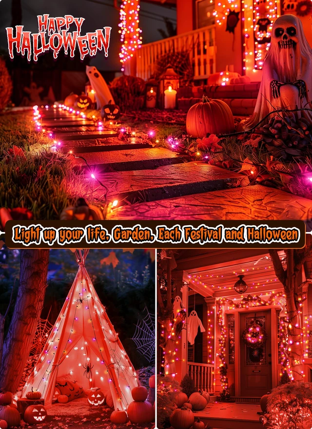 Alt view image 7 of 7 - 2 Pack Orange & Purple Halloween Mini Lights, 10 Ft 50 Count String Lights