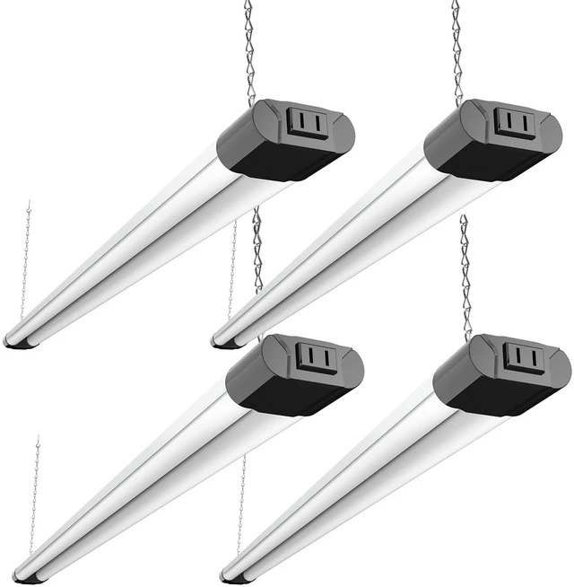 Main image of 4Pack 4FT LED Shop Light, Reflector, 6500K Linkable, 40W=250W ETL 4400LM, Surface or Hanging Mount, 48 Inch Utility Super Bright Shop Lights for Garage Workshop Car Detailing & DIYers, Black