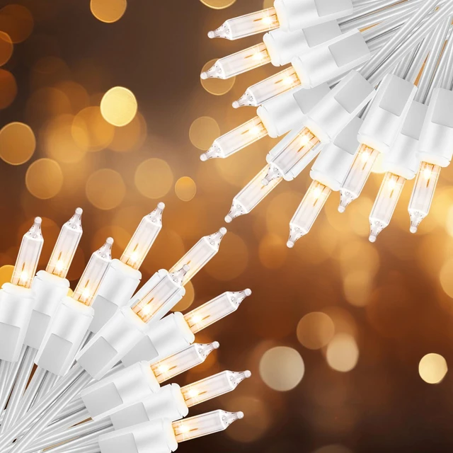 Main image of 2 Pack 50 Count 10FT Christmas String Lights Clear Warm White Mini Lights Plug Powered Waterproof for Indoor and Outdoor Use, for Christmas Tree Party, Wedding Holiday Patio Xmas Decorations