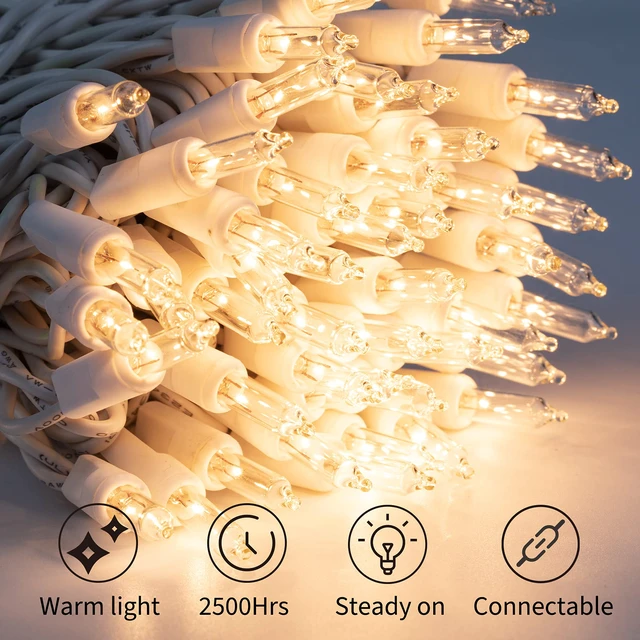 Alt view image 2 of 7 - 2 Pack 50 Count 10FT Christmas String Lights Clear Warm White Mini Lights Plug Powered Waterproof for Indoor and Outdoor Use, for Christmas Tree Party, Wedding Holiday Patio Xmas Decorations