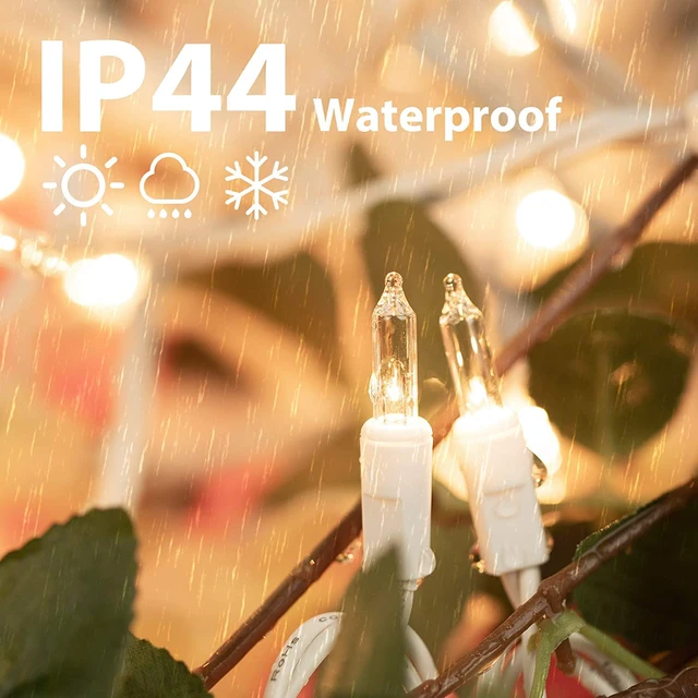Alt view image 5 of 7 - 2 Pack 50 Count 10FT Christmas String Lights Clear Warm White Mini Lights Plug Powered Waterproof for Indoor and Outdoor Use, for Christmas Tree Party, Wedding Holiday Patio Xmas Decorations