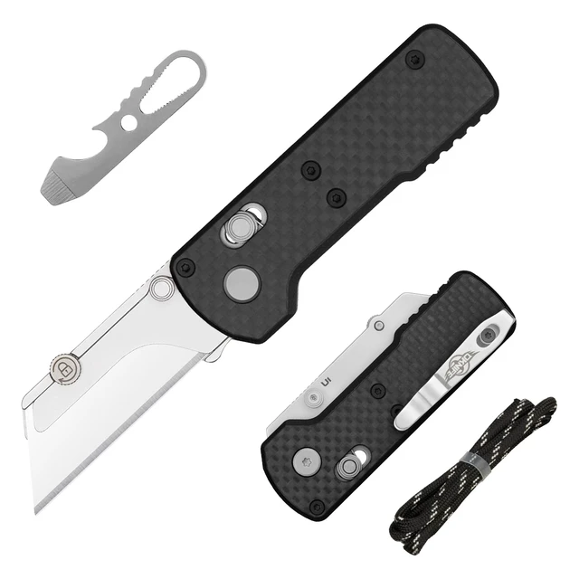 Main image of Otacle U1 Folding Utility Knife with Quick Change Blade & Rail Lock EDC Box Cutter with G10 Handle, Pocket Clip, Compact 3.38 in Design for Office, Factory & Daily Carry (Black)