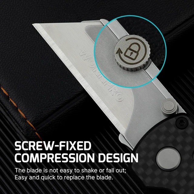 Alt view image 2 of 7 - Otacle U1 Folding Utility Knife with Quick Change Blade & Rail Lock EDC Box Cutter with G10 Handle, Pocket Clip, Compact 3.38 in Design for Office, Factory & Daily Carry (Black)
