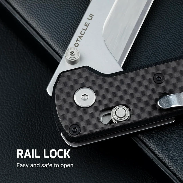 Alt view image 5 of 7 - Otacle U1 Folding Utility Knife with Quick Change Blade & Rail Lock EDC Box Cutter with G10 Handle, Pocket Clip, Compact 3.38 in Design for Office, Factory & Daily Carry (Black)