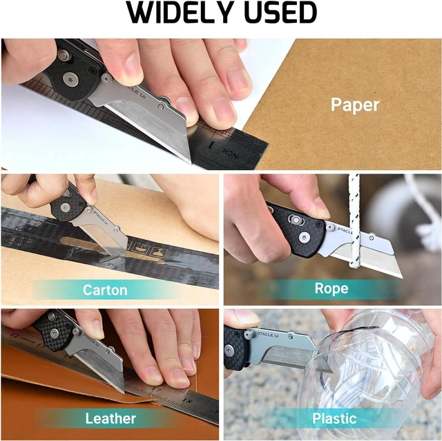 Alt view image 7 of 7 - Otacle U1 Folding Utility Knife with Quick Change Blade & Rail Lock EDC Box Cutter with G10 Handle, Pocket Clip, Compact 3.38 in Design for Office, Factory & Daily Carry (Black)