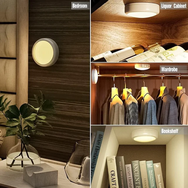 Alt view image 5 of 7 - LED Puck Lights with Remote, 6 Pack Color Changing RGBW, Battery Powered Under Cabinet Lighting, Dimmable with Timer & Memory, Stick-On Wireless Light with 18 AA Batteries Included