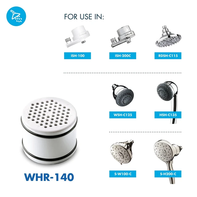 Alt view image 6 of 7 - ® Official Shower Filter Replacement WHR-140 Cartridge for Water Shower Filter Systems WHR-140, WSH-C125, ISH-100, HSH-C135, (Pack of 2)
