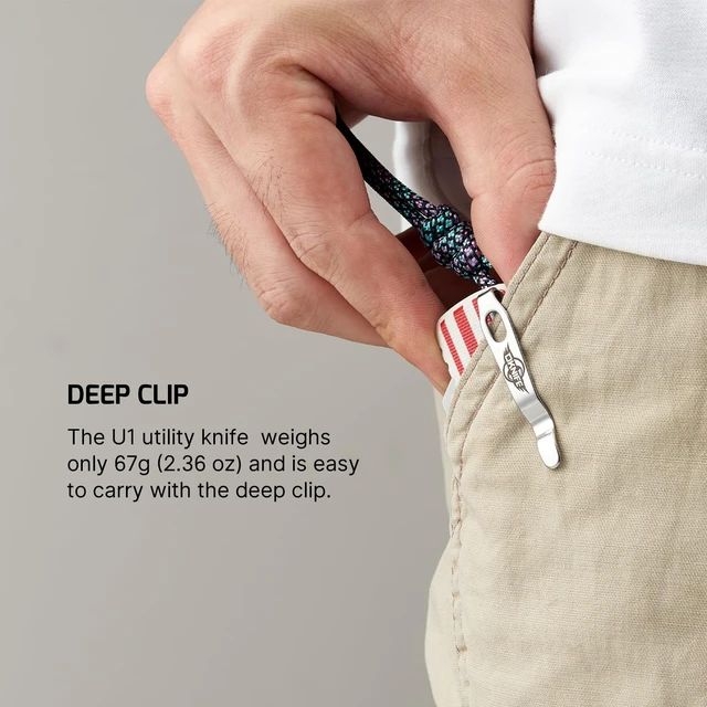 Alt view image 5 of 7 - Otacle U1 Folding Utility Knife with Quick Change Blade & Rail Lock EDC Box Cutter with G10 Handle, Pocket Clip, Compact 3.38 in Design for Office, Factory & Daily Carry (Stars&Stripes)