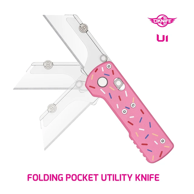 Alt view image 2 of 7 - Otacle U1 Folding Utility Knife with Quick Change Blade & Rail Lock EDC Box Cutter with G10 Handle, Pocket Clip, Compact 3.38 in Design for Office, Factory & Daily Carry (Doughnut)