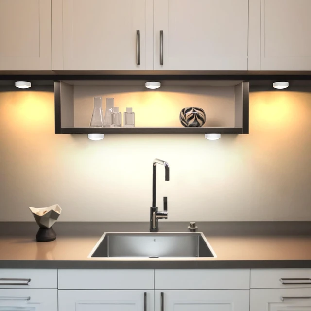 Alt view image 7 of 7 - LED Puck Lights with Remote, 6 Pack Color Changing RGBW, Battery Powered Under Cabinet Lighting, Dimmable with Timer & Memory, Stick-On Wireless Light with 18 AA Batteries Included
