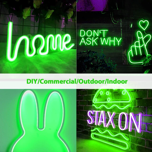 Alt view image 4 of 6 - LED Strip Lights, Green Neon Rope, 0.39in/Cut DIY, 16.4ft, 12V Waterproof, Silicone Flexible, Connectable for Bedroom, Cabinet, Commercial Sign Decor, 6mm Wide, Not Included Power Adapter