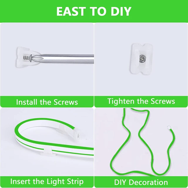 Alt view image 6 of 6 - LED Strip Lights, Green Neon Rope, 0.39in/Cut DIY, 16.4ft, 12V Waterproof, Silicone Flexible, Connectable for Bedroom, Cabinet, Commercial Sign Decor, 6mm Wide, Not Included Power Adapter