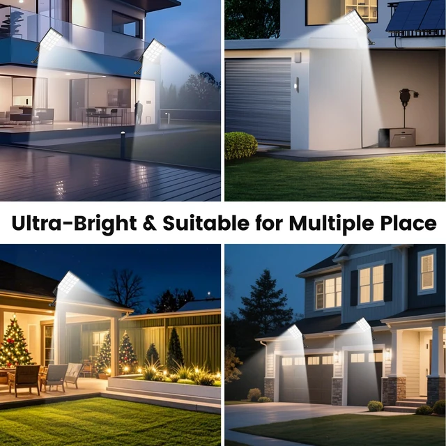 Alt view image 7 of 7 - 2 Pack Solar Street Lights Outdoor Waterproof, 100000LM Solar Powered Parking Lot Lights Large Street Light Dusk to Dawn with Motion Sensor, LED Flood Light Wide Angle Lamp for Patio and Parkling Lot