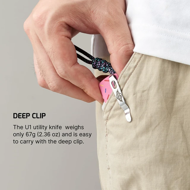 Alt view image 6 of 7 - Otacle U1 Folding Utility Knife with Quick Change Blade & Rail Lock EDC Box Cutter with G10 Handle, Pocket Clip, Compact 3.38 in Design for Office, Factory & Daily Carry (Doughnut)