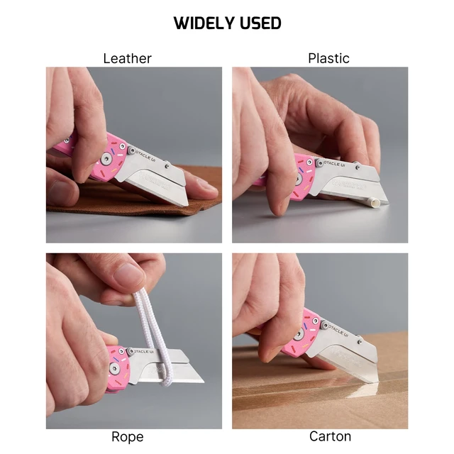 Alt view image 7 of 7 - Otacle U1 Folding Utility Knife with Quick Change Blade & Rail Lock EDC Box Cutter with G10 Handle, Pocket Clip, Compact 3.38 in Design for Office, Factory & Daily Carry (Doughnut)