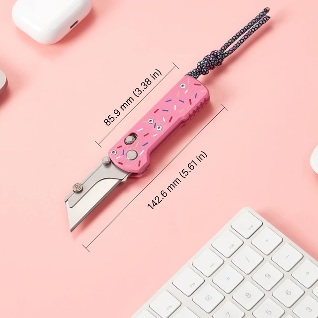 Alt view image 5 of 7 - Otacle U1 Folding Utility Knife with Quick Change Blade & Rail Lock EDC Box Cutter with G10 Handle, Pocket Clip, Compact 3.38 in Design for Office, Factory & Daily Carry (Doughnut)