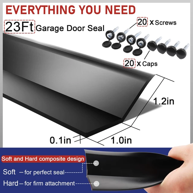 Alt view image 5 of 7 - Garage Door Seal Top and Sides - 23 Ft Garage Door Weather Stripping Side Seal, Heavy Duty Weatherproof TPE, Insulates, Prevents Drafts, Easy Installation for Homeowners and DIYers
