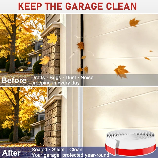 Alt view image 4 of 7 - Garage Door Seal Top and Sides - 23 Ft Garage Door Weather Stripping Side Seal, Heavy Duty Weatherproof TPE, Insulates, Prevents Drafts, Easy Installation for Homeowners and DIYers