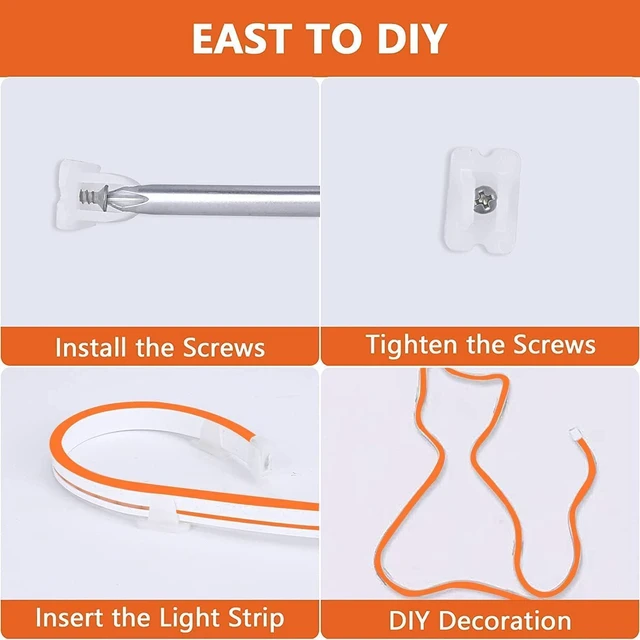 Alt view image 6 of 6 - LED Strip Lights, Orange Neon Rope, 0.39in/Cut DIY, 16.4ft, 12V Waterproof, Silicone Flexible, Connectable for Bedroom, Cabinet, Commercial Sign Decor, 6mm Wide, Not Included Power Adapter