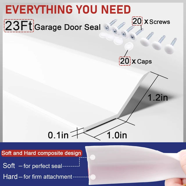 Alt view image 5 of 7 - Garage Door Seal Top and Sides - 23 Ft Garage Door Weather Stripping Side Seal, Heavy Duty Weatherproof TPE, Insulates, Prevents Drafts, Easy Installation for Homeowners and DIYers