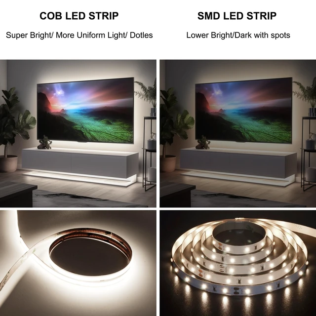 Alt view image 3 of 6 - COB LED Strip Light with Remote, Dimmable 32.8FT/10M Flexible High Density LED Light,4000K Natural White 3200LEDs Super Bright LED Light Strip CRI 90+ for Bedroom,Kitchen,DIY Home Decoration