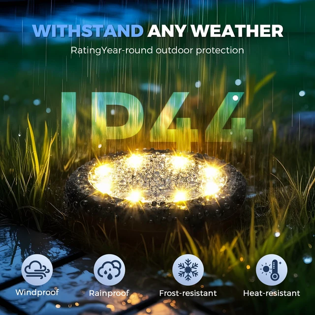 Alt view image 5 of 7 - 20 Pack Small Solar Ground Lights, Driveway Lights Warm White Solar Powered Pathway Lights Waterproof, Landscape Lighting for Walkway, Garden, Backyard, Patio- Black Lampshade