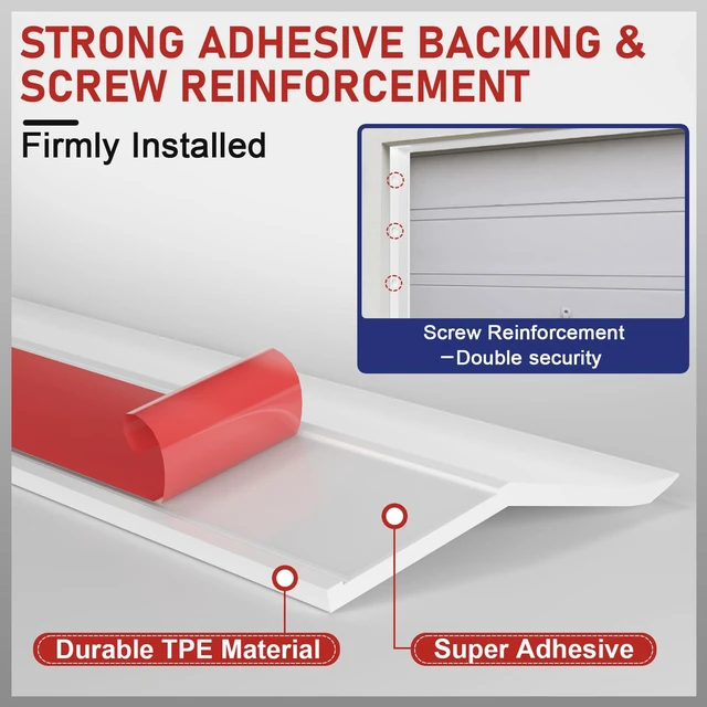 Alt view image 6 of 7 - Garage Door Seal Top and Sides - 23 Ft Garage Door Weather Stripping Side Seal, Heavy Duty Weatherproof TPE, Insulates, Prevents Drafts, Easy Installation for Homeowners and DIYers