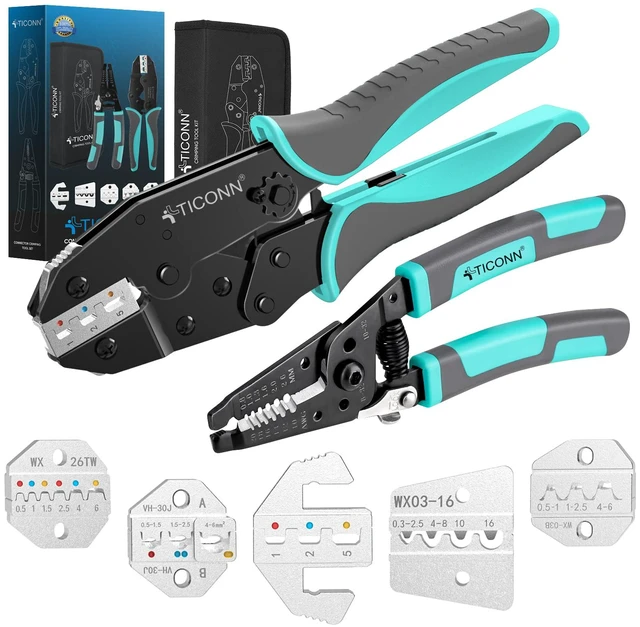 Main image of Crimping Tool for Heat Shrink Connectors - Ratcheting Wire Crimper - Crimping Pliers - Ratchet Terminal Crimper - Wire Crimp Tool (Combo Kit)