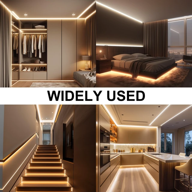 Alt view image 6 of 6 - COB LED Strip Lights with RF Remote, 24V 32.8ft Warm White Dimmable LED Light Strips, High Bright 2700K LED Lights with Power Supply for Room, Kitchen, DIY Home Decoration
