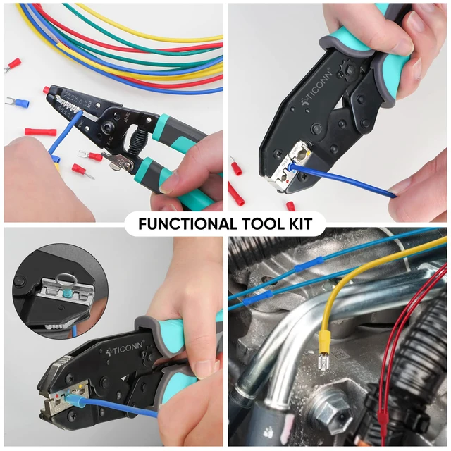 Alt view image 7 of 7 - Crimping Tool for Heat Shrink Connectors - Ratcheting Wire Crimper - Crimping Pliers - Ratchet Terminal Crimper - Wire Crimp Tool (Combo Kit)
