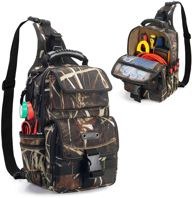 Main image of Electrician Tool Pouch Bag, Zippered HVAC Tool Organizer Heavy-Duty Canvas Fabric, Ergonomic Handle, Removable Shoulder Strap, Ideal for Maintenance Repair Technician