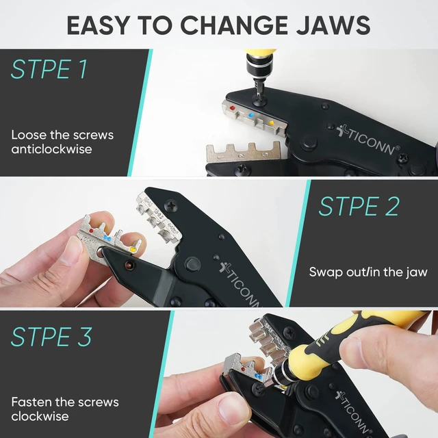 Alt view image 6 of 7 - Crimping Tool for Heat Shrink Connectors - Ratcheting Wire Crimper - Crimping Pliers - Ratchet Terminal Crimper - Wire Crimp Tool (Combo Kit)