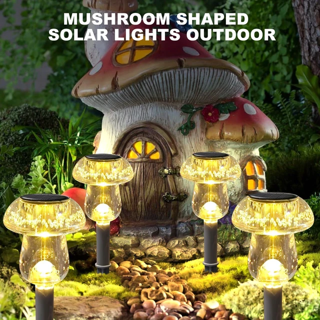 Alt view image 3 of 6 - Solar Lights Outdoor, 16 Pack Mushroom Lights Outside Waterproof, Solar Powered LED Lighting for Garden, Yard, Landscape, Path, Pathway, Lawn, Walkway, Driveway, Backyard Decor (Warm White)