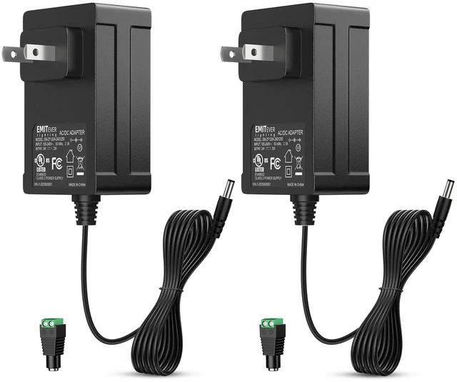 Main image of DC 24V 30W Power Supply 2 Pack, LED Power Adapters, Lighting Transformers,Input AC 100-240V UL-Listed,Class 2 Converter for Low Voltage Lighting