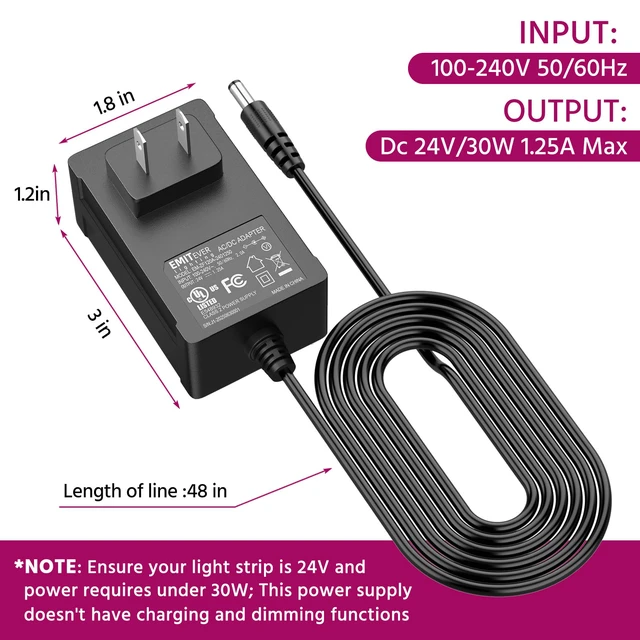 Alt view image 4 of 7 - DC 24V 30W Power Supply 2 Pack, LED Power Adapters, Lighting Transformers,Input AC 100-240V UL-Listed,Class 2 Converter for Low Voltage Lighting