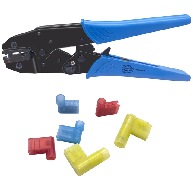 Alt view image 6 of 6 - Flag Terminal Crimper AWG 22-14 (0.5-2.5mm²) Electrical Crimping Tool for right angle spade connector Ratchet Terminal Crimper