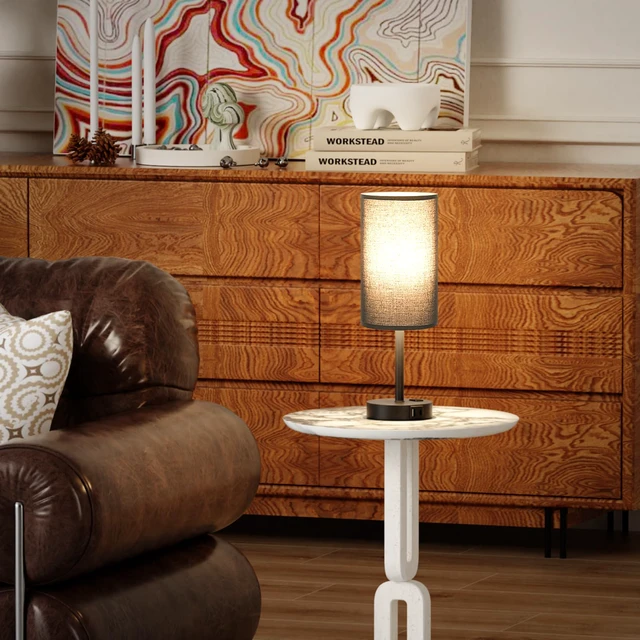 Alt view image 5 of 7 - 17" Tall Bedside Lamp Set of 2 - Touch Bedroom Lamp with USB A+C, AC Outlet 3-Way Dimmable, LED Bulb Included, Compact Nightstand Lamp for Home Office