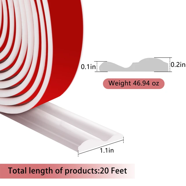 Alt view image 2 of 7 - 20 Ft x 1.6''Wall Decoration Molding Trim,Self-Adhesive 3D Chair Rail Panel Molding, Flexible DIY Wall Trim for Walls Mirror Window Frame and Home Decoration