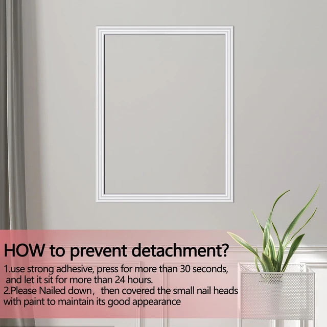 Alt view image 4 of 7 - 20 Ft x 1.6''Wall Decoration Molding Trim,Self-Adhesive 3D Chair Rail Panel Molding, Flexible DIY Wall Trim for Walls Mirror Window Frame and Home Decoration