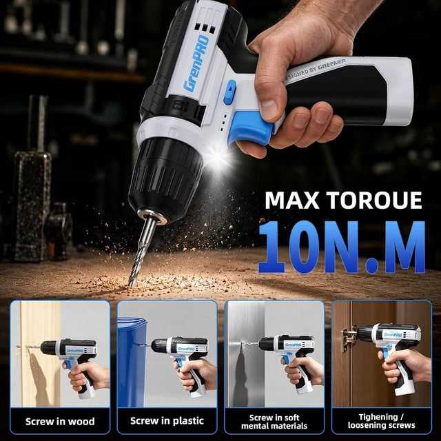 Alt view image 4 of 7 - 188PC Blue Cordless Drill Tool Set for Wo&Men Tool Kit for Home Box All-In-One Basic Household Tool Box, Glue Gun Accessories DIY, CR-V Steel, Sturdy Storage Case Auto Repair Kit For Men