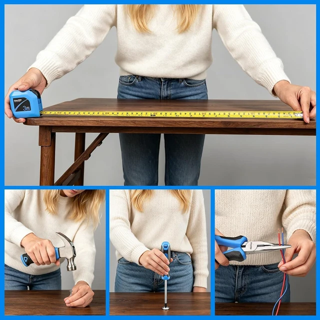 Alt view image 7 of 7 - 188PC Blue Cordless Drill Tool Set for Wo&Men Tool Kit for Home Box All-In-One Basic Household Tool Box, Glue Gun Accessories DIY, CR-V Steel, Sturdy Storage Case Auto Repair Kit For Men