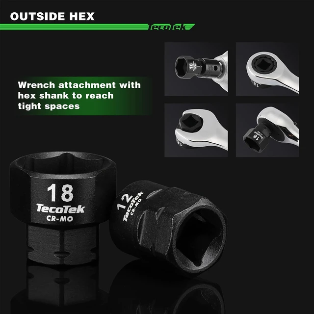 Alt view image 6 of 7 - 19-Piece 3/8-Inch Drive Metric Low Profile Impact Socket Set, Stubby Socket Set, 6mm-24mm, No Skips Sizes, 6 Point, Cr-Mo, Shorter Socket for Tight Areas