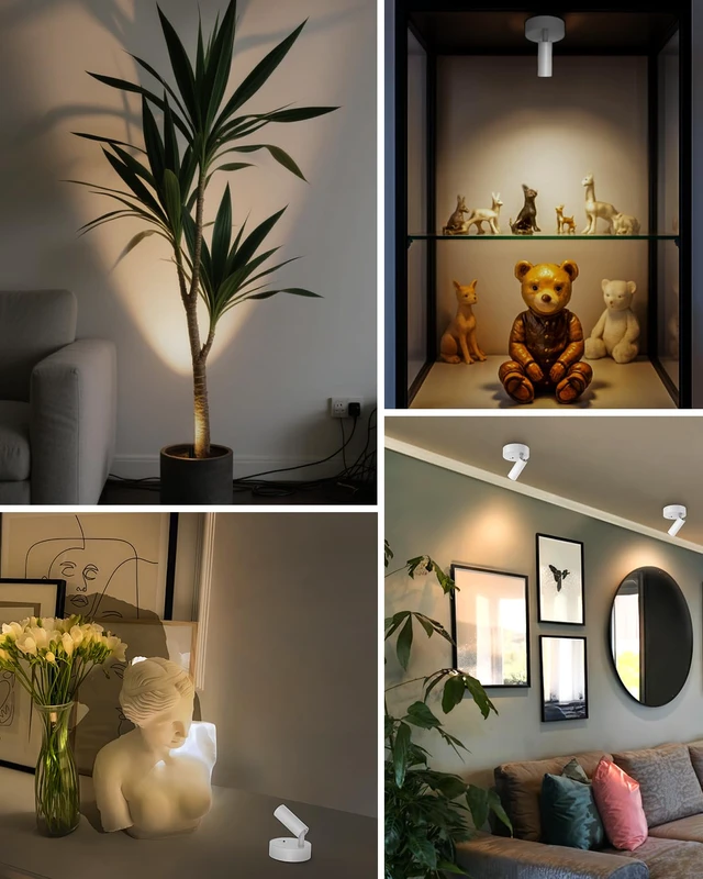 Alt view image 5 of 7 - Spotlights Indoor with Remote, 3000mAh Rechargeable Plant Spotlight Up Lights with 3 Colors & Dimmer, Small LED Picture Lights for Painting, Artwork, Accent Lighting, 1 Pack White