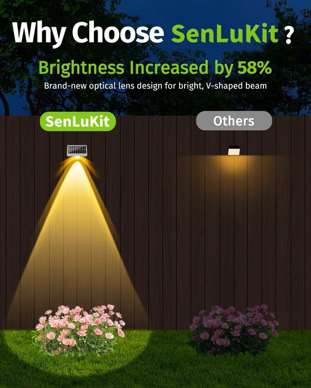 Alt view image 2 of 7 - Solar Fence Lights Outdoor Waterproof High Brightness LED Spot Lens Deck Lights 7 Mode Warm & Cool White RGB Solar Powered Wall Lighting Decor for Outside Patio Step Backyard Railing - 8 Pack(White)