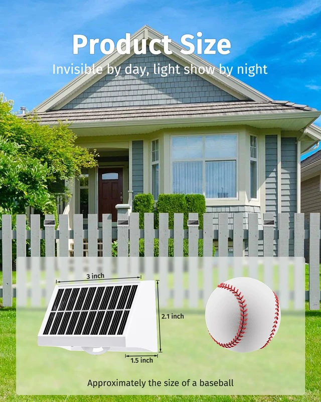 Alt view image 4 of 7 - Solar Fence Lights Outdoor Waterproof High Brightness LED Spot Lens Deck Lights 7 Mode Warm & Cool White RGB Solar Powered Wall Lighting Decor for Outside Patio Step Backyard Railing - 8 Pack(White)